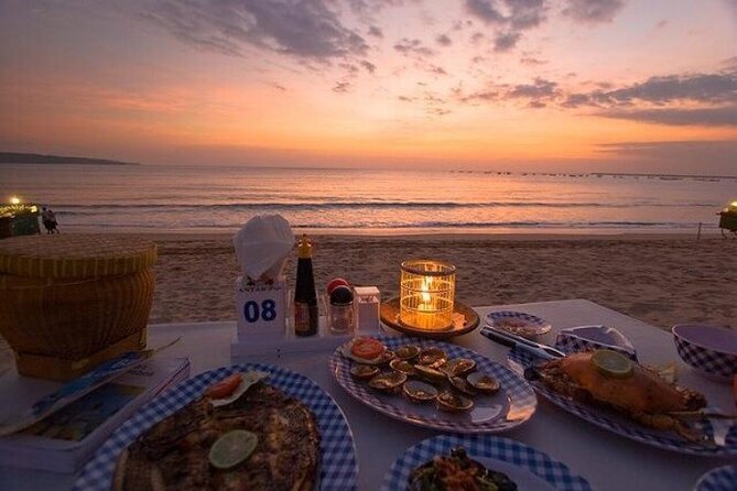 Bali Romantic Seafood Dinner under sunset jimbaran Beach - The beach restaurant experience: romance, night sky, and the reality of crowds