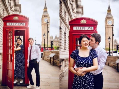 London: Private Couples Photography Session with Landmarks - Meeting Outside Big Ben and Choosing Westminster or Tower Bridge