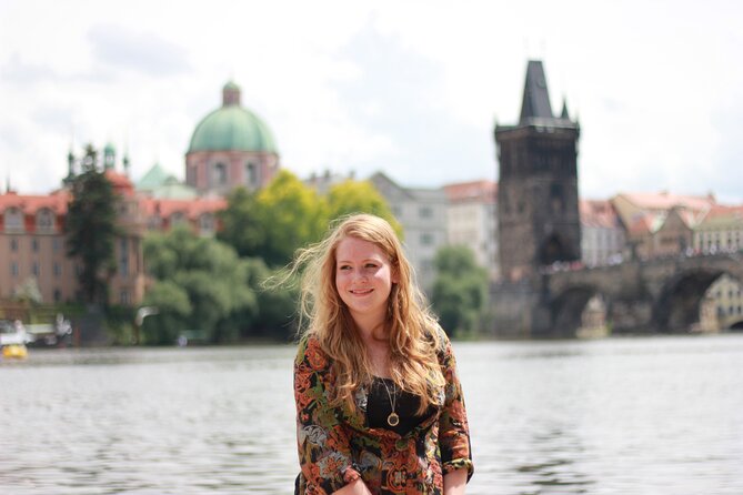 Private Prague Photoshoot for Individuals, Couples and Families - Franz Kafka Museum (Outside Only): River Views Toward Charles Bridge