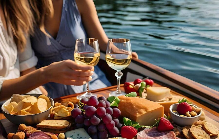Romantic Boat Cruise with Wine & Cheese or Surprise Dinner - Marina del Rey romance, powered by a silent electric boat