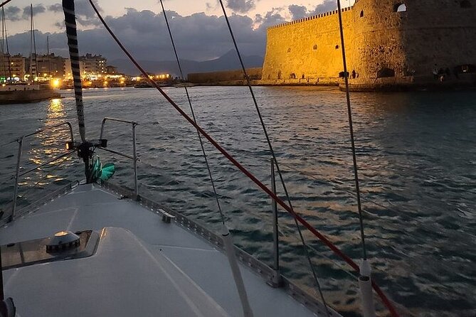 Romantic Luxury Sunset sailing - The Heraklion departure: Venetian arsenals and shipyards from the water