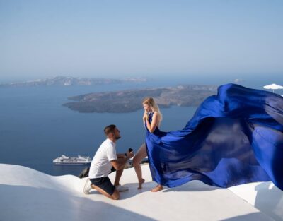 Santorini: Proposal Photoshoot l Private Entry to blue Dome - The blue dome angle: why this concept matters
