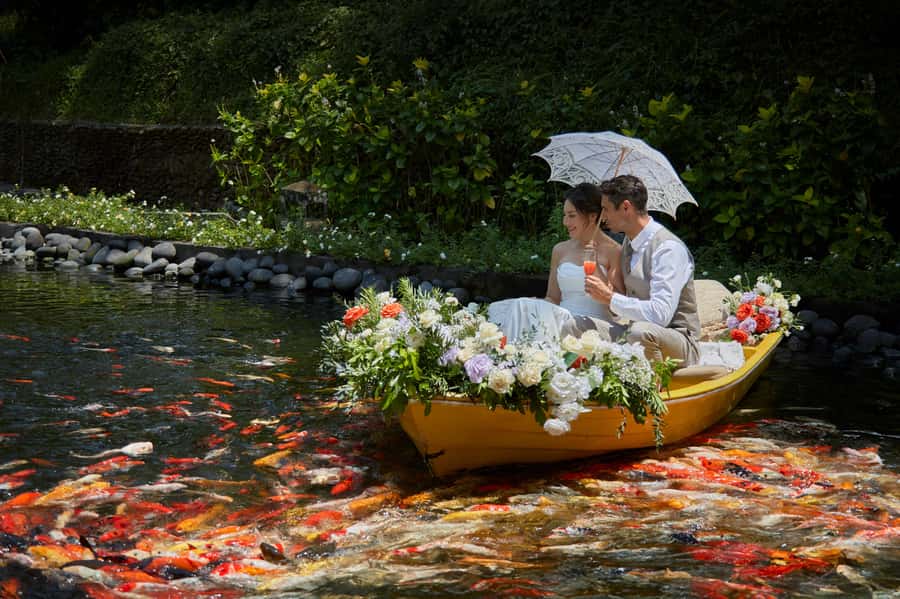 Ubud: The Original Koi Fish Yellow Boat Photo Moment - A 5-star resort setting that does the heavy lifting