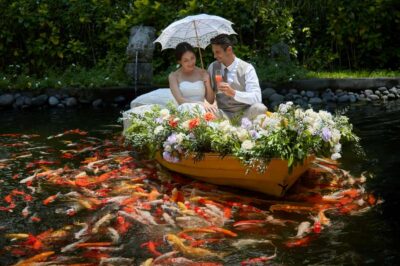 Ubud: The Original Koi Fish Yellow Boat Photo Moment - The koi pond and the yellow-boat photo moment